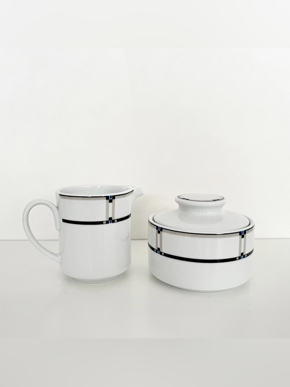 Studio Nova Exhibition Fine China Creamer & Sugar Set White Art Deco Modern